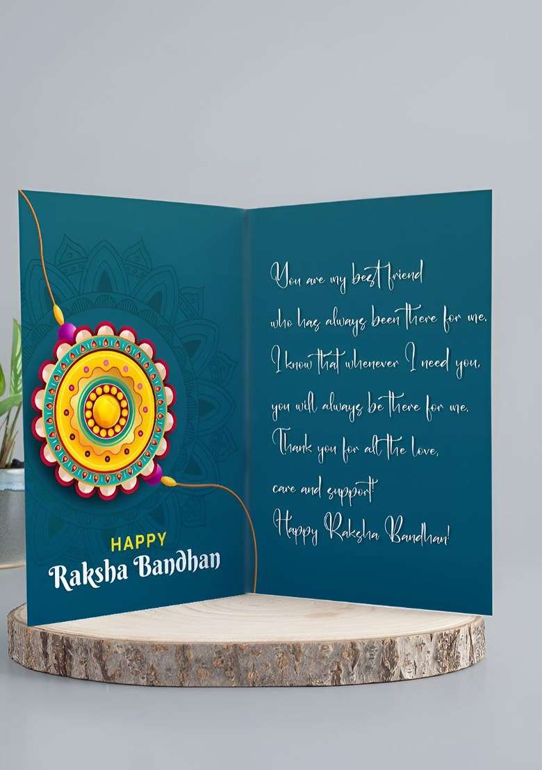 Golden Peacock 3Pcs Rakhi Gift Set - Indya