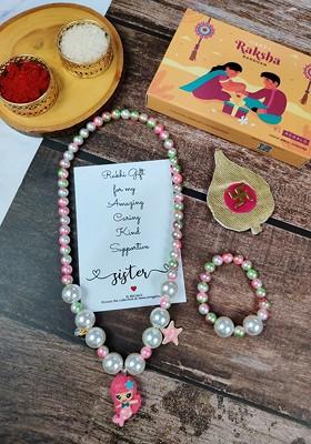 Girls Set Of 2 Rakhi Gift Jewellery Set