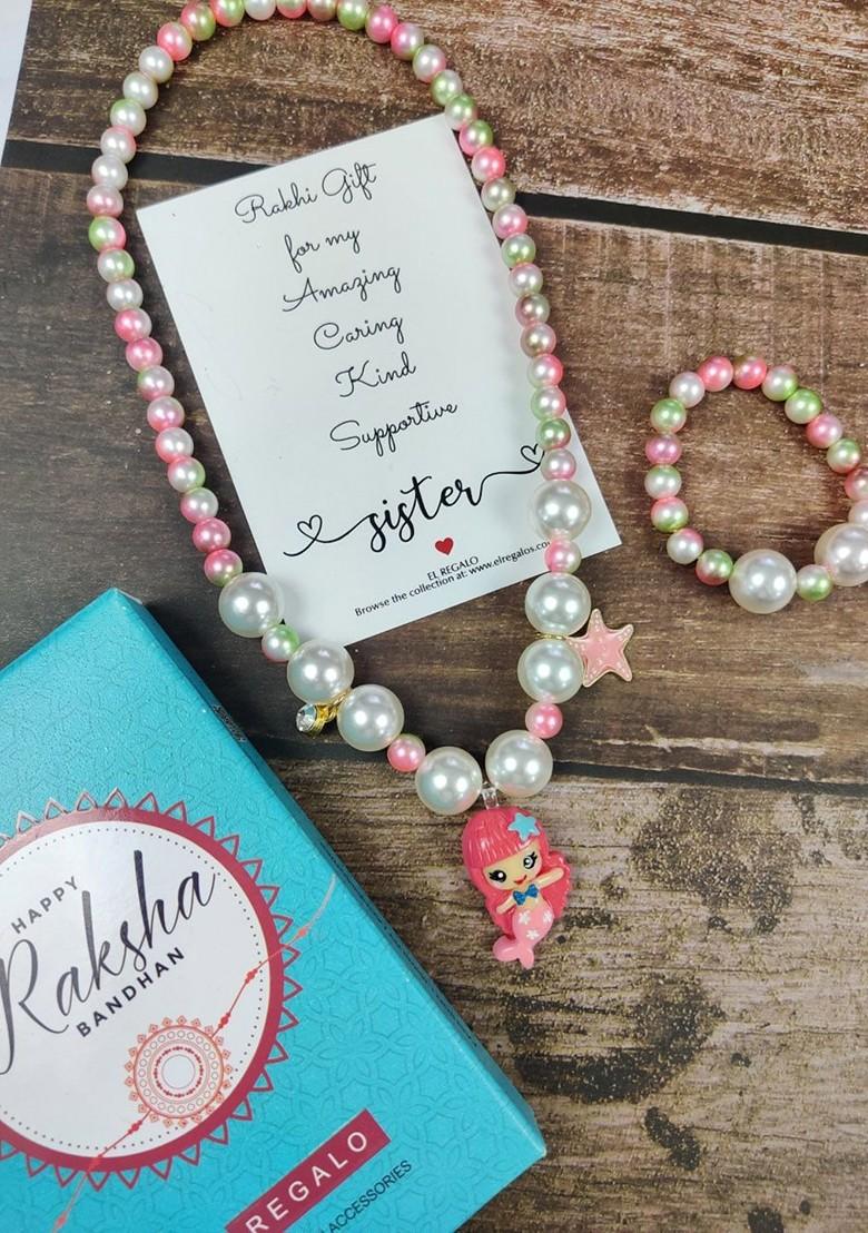 Girls Set Of 2 Rakhi Gift Jewellery Set - Indya
