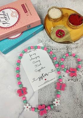 Girls Set Of 2 Rakhi Gift Jewellery Set