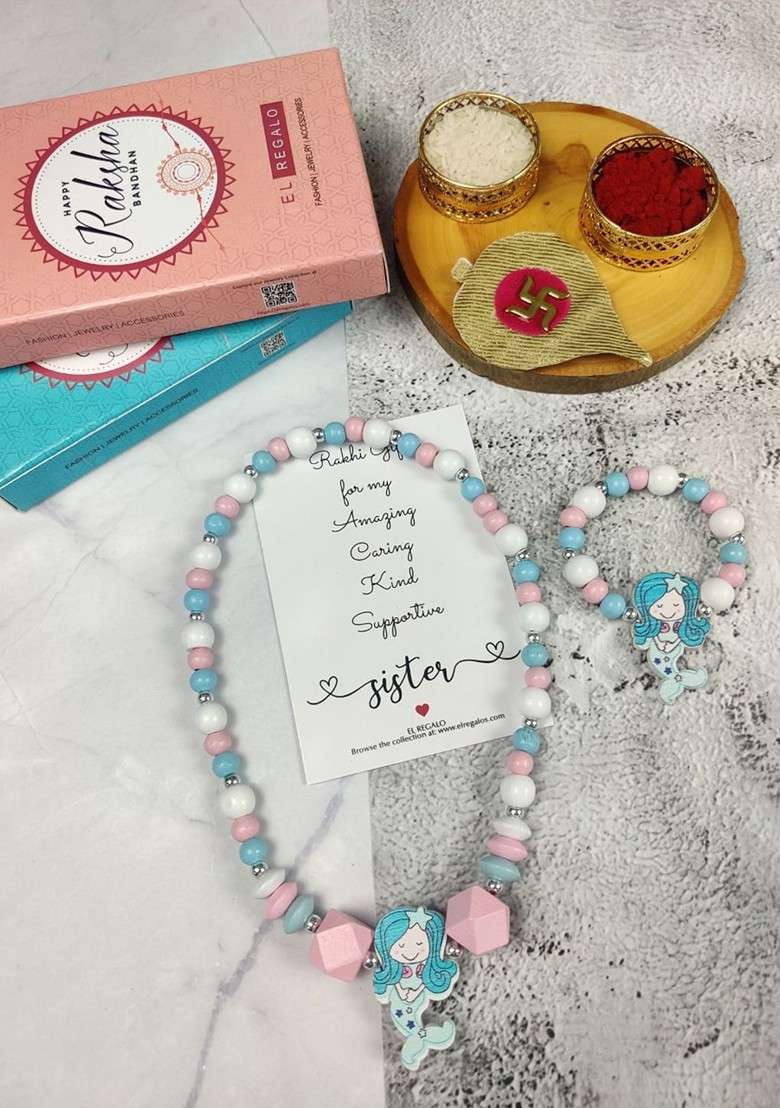 Girls Set Of 2 Rakhi Gift Jewellery Set - Indya