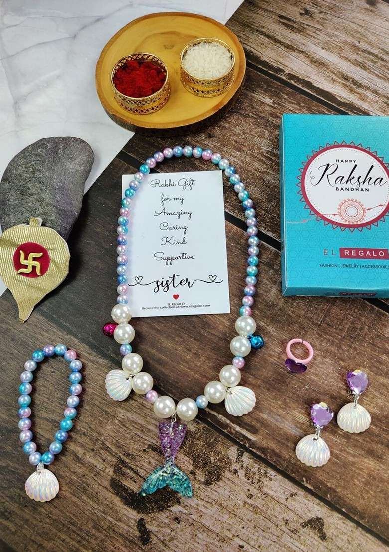 Girls Set Of 4 Jewellery Rakhi Gift Set - Indya