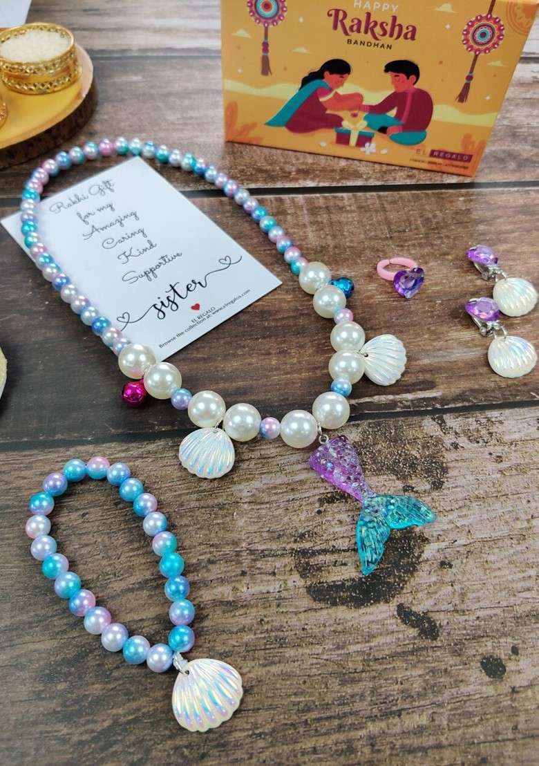 Girls Set Of 4 Jewellery Rakhi Gift Set - Indya