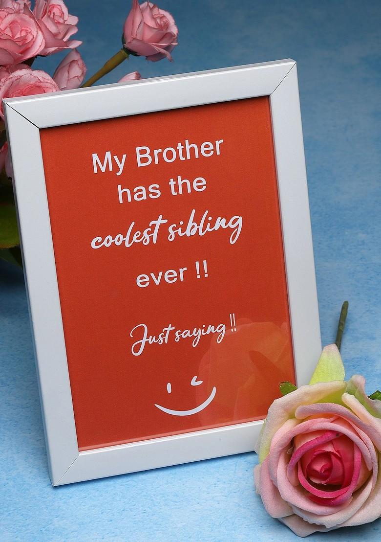 Men Gold Plated Rakhi With Photo Frame And Mug Gift Set - Indya