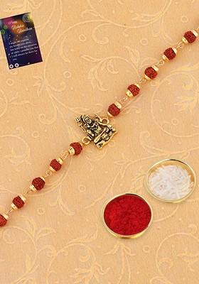 Set Of 2 Rakhi For Bhaiya And Roli Chawal Card Pooja Thali Gift Set Box