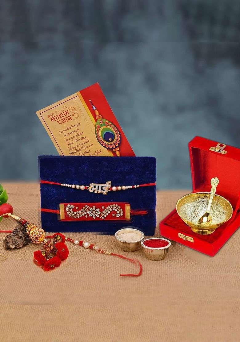 Unisex Set Of 4 Rakhi With Bowl Gift Set - Indya