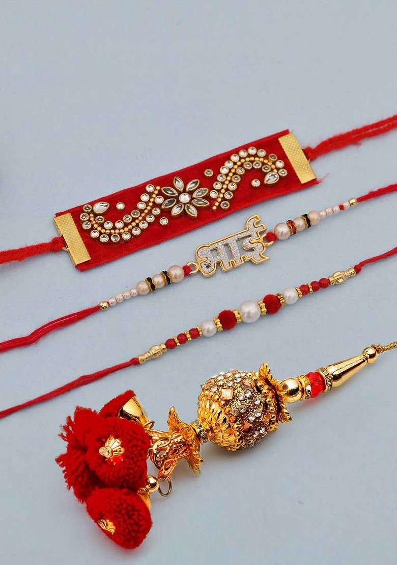 Unisex Set Of 4 Rakhi With Bowl Gift Set - Indya