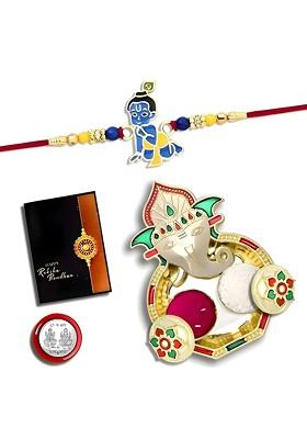 Rakhi Gift Set With Rakhi Festival Pooja Thali And Roli Chawal