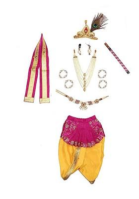 Unisex Kids Gold Toned Red Top With Dhoti Pants