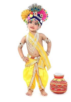 Unisex Kids Krishna Costume Ethnic Clothing Set