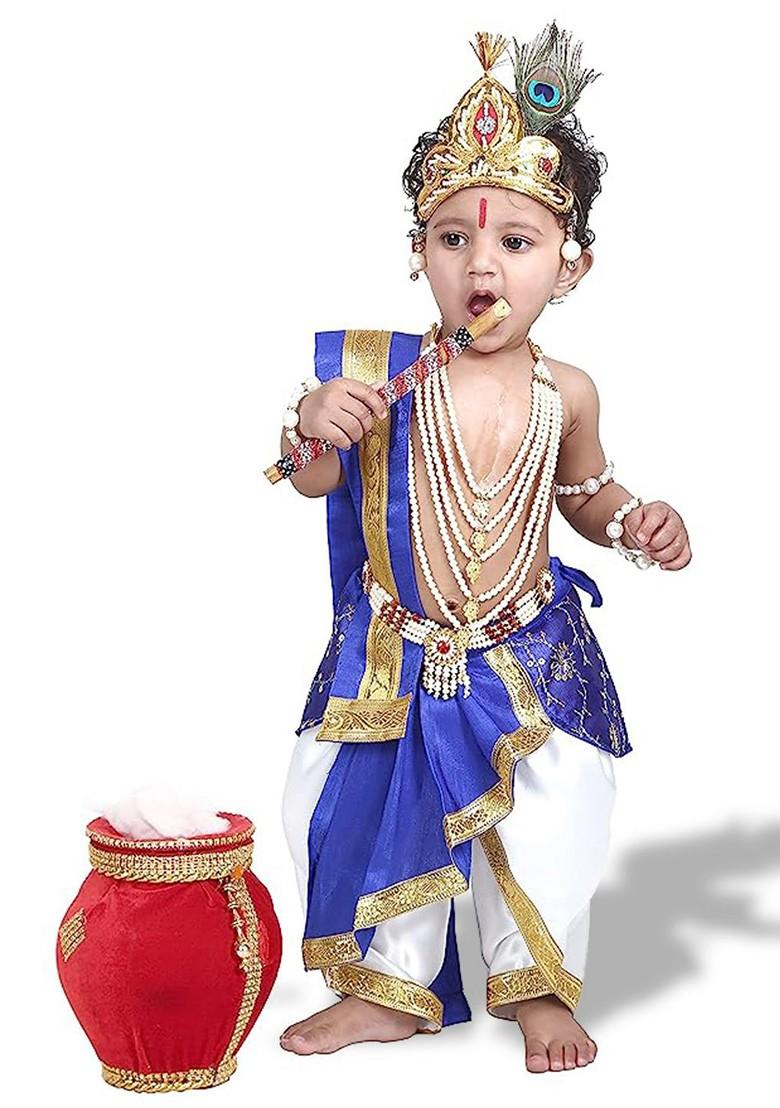 Kids Shri Krishna Clothing Set With Accessories - Indya