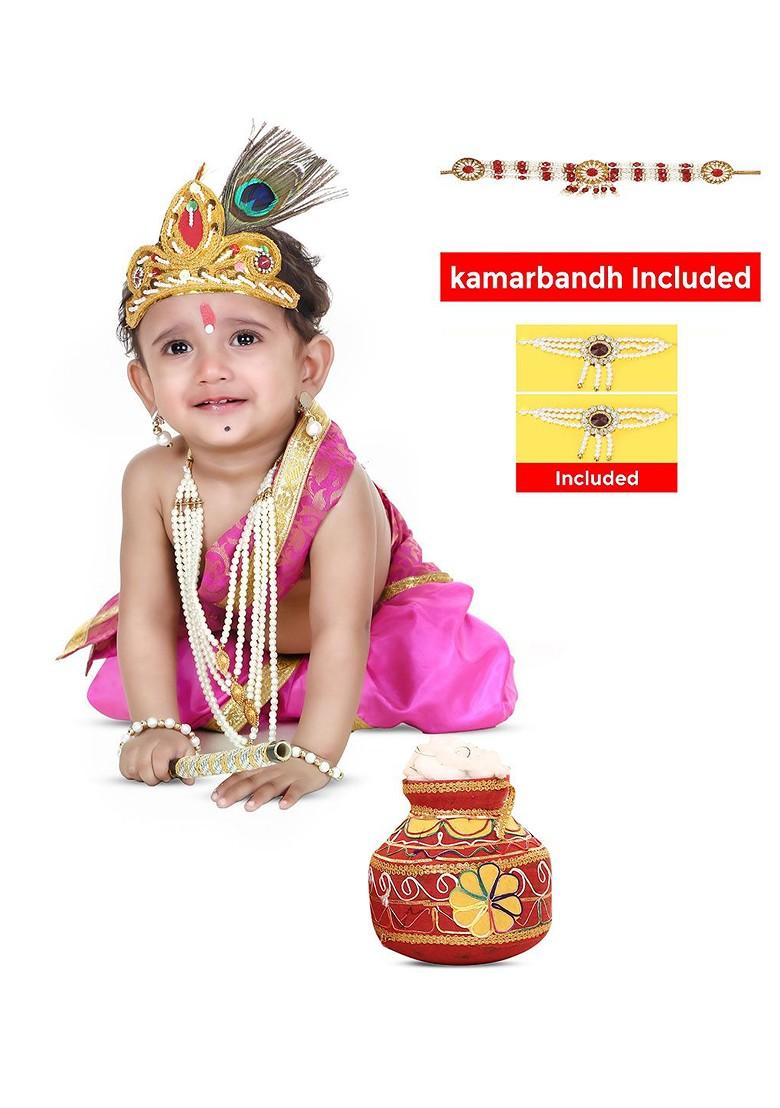 Unisex Kids Krishna Costume Ethnic Clothing Set