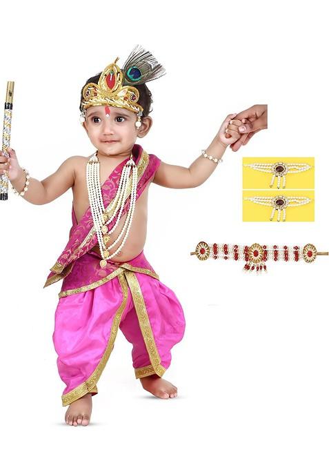 Unisex Kids Krishna Costume Ethnic Clothing Set