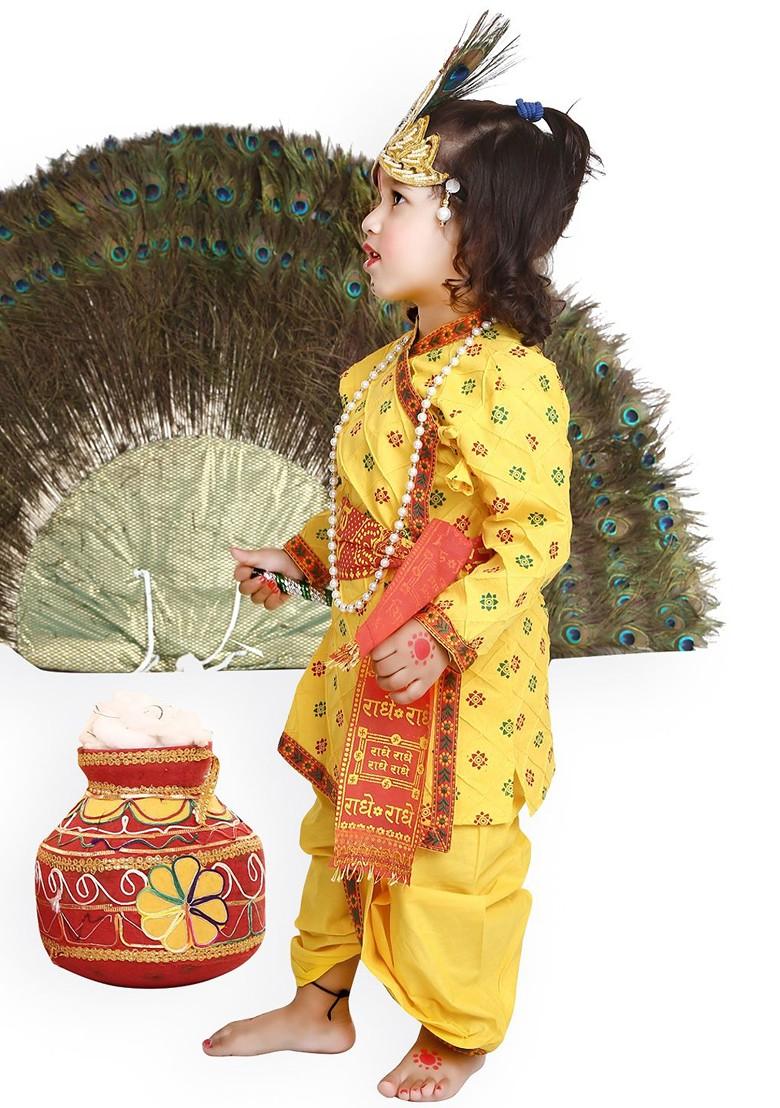 Unisex Kids Yellow Red Printed Dhoti Pant