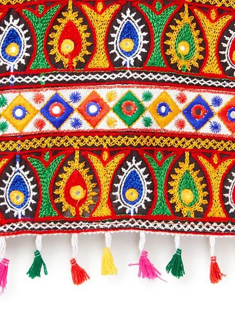 Girls Kutchi Embroidered Cotton Ready To Wear Lehenga Blouse With Dupatta