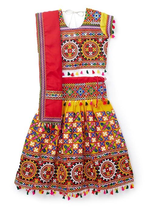 Girls Ethnic Motifs Embroidered Ready To Wear Lehenga Blouse With Dupatta