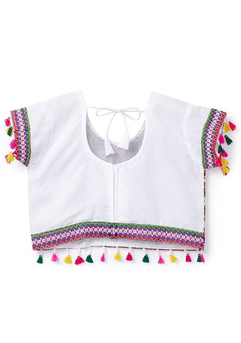 Girls Embroidered Ready To Wear Cotton Lehenga Blouse With Dupatta