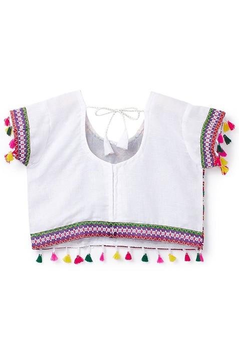 Girls Embroidered Ready To Wear Cotton Lehenga Blouse With Dupatta