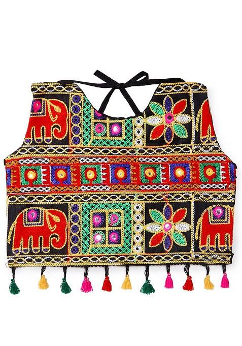 Girls Embroidered Ready To Wear Cotton Lehenga Blouse With Dupatta