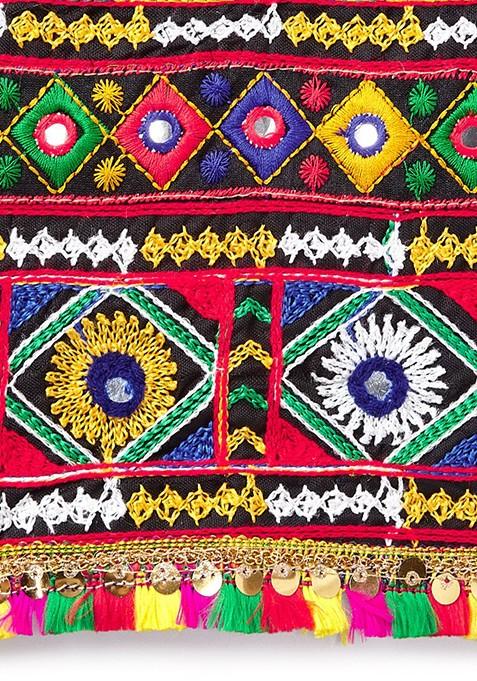 Girls Embroidered Thread Work Ready To Wear Lehenga Blouse With Dupatta