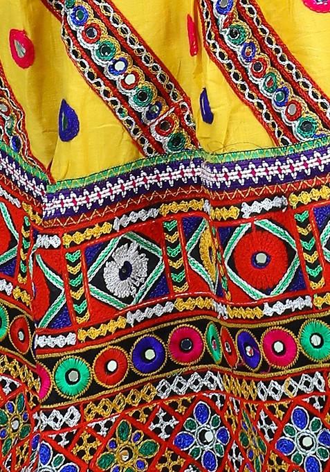 Girls Embroidered Ready To Wear Cotton Lehenga Blouse With Dupatta