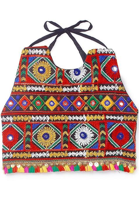 Girls Embroidered Ready To Wear Cotton Lehenga Blouse With Dupatta