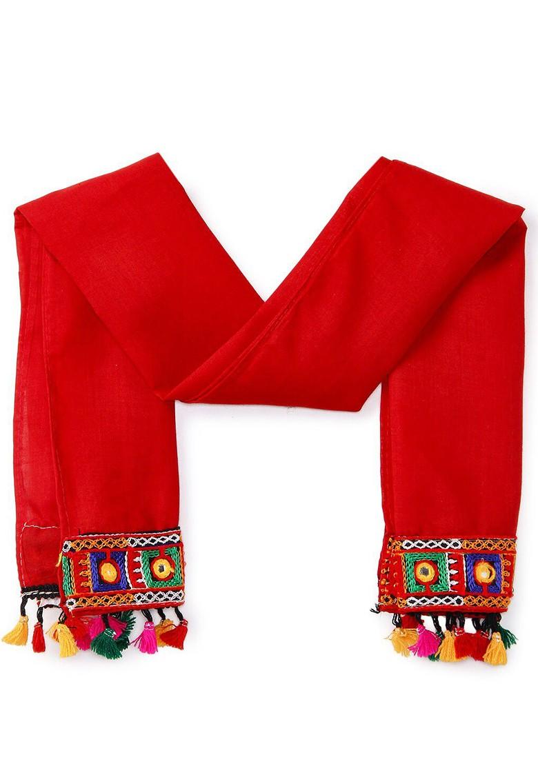 Girls Embroidered Ready To Wear Cotton Lehenga Blouse With Dupatta