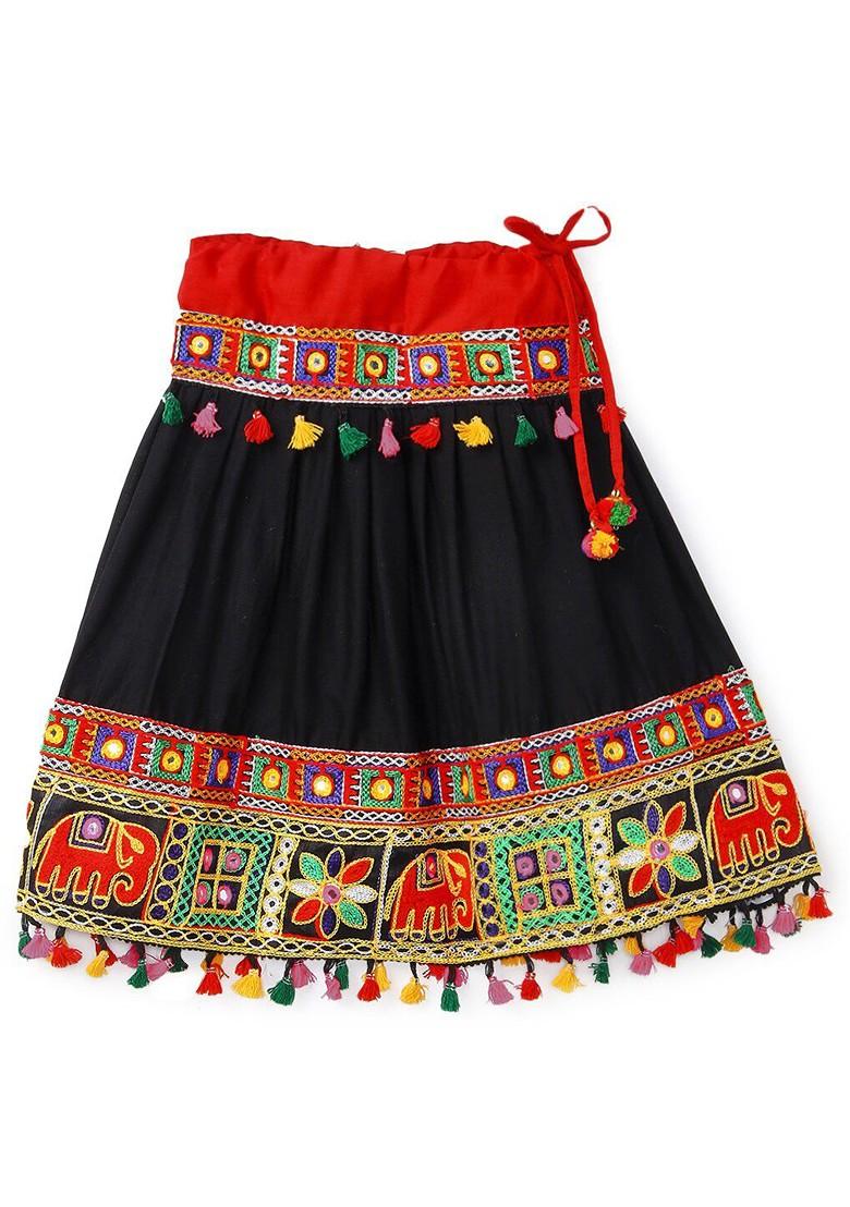 Girls Embroidered Ready To Wear Cotton Lehenga Blouse With Dupatta