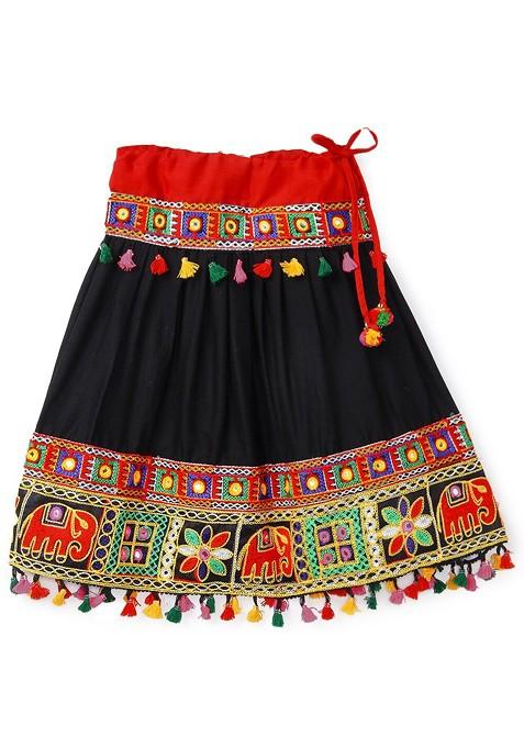 Girls Embroidered Ready To Wear Cotton Lehenga Blouse With Dupatta