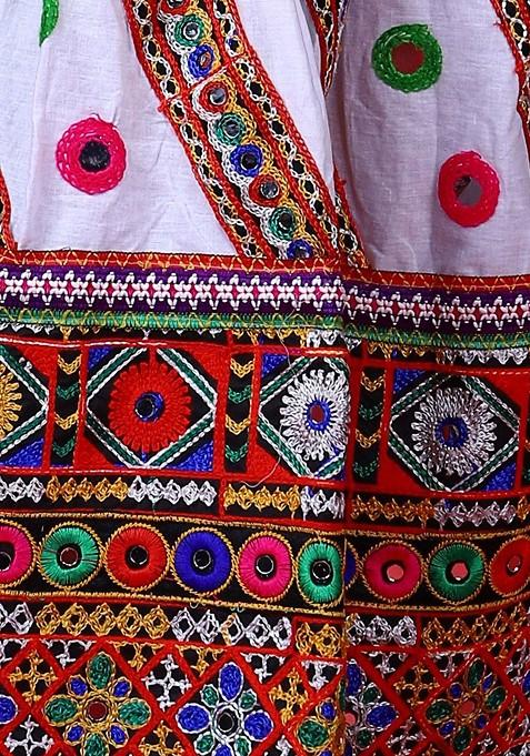 Girls Embroidered Thread Work Ready To Wear Lehenga Blouse With Dupatta