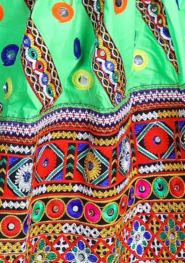 Girls Embroidered Ready To Wear Cotton Lehenga Blouse With Dupatta