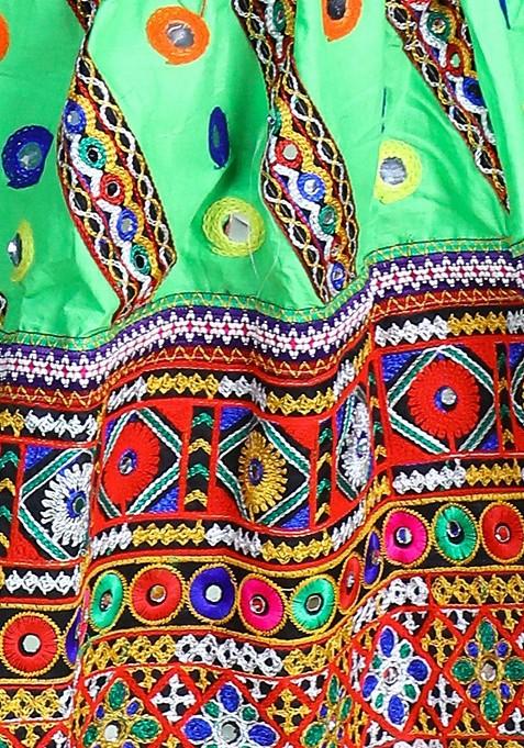 Girls Embroidered Ready To Wear Cotton Lehenga Blouse With Dupatta