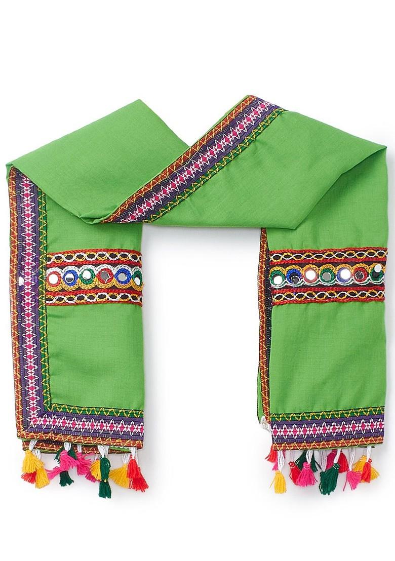 Girls Embroidered Cotton Ready To Wear Lehenga Blouse With Dupatta