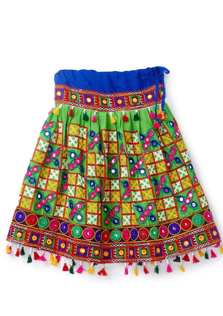 Girls Cotton Embroidered Ready To Wear Lehenga Blouse With Dupatta