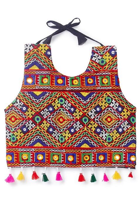 Girls Cotton Embroidered Ready To Wear Lehenga Blouse With Dupatta