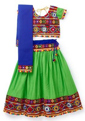 Girls Embroidered Thread Work Ready To Wear Lehenga Blouse With Dupatta