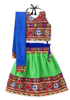 Girls Embroidered Thread Work Ready To Wear Lehenga Blouse With Dupatta