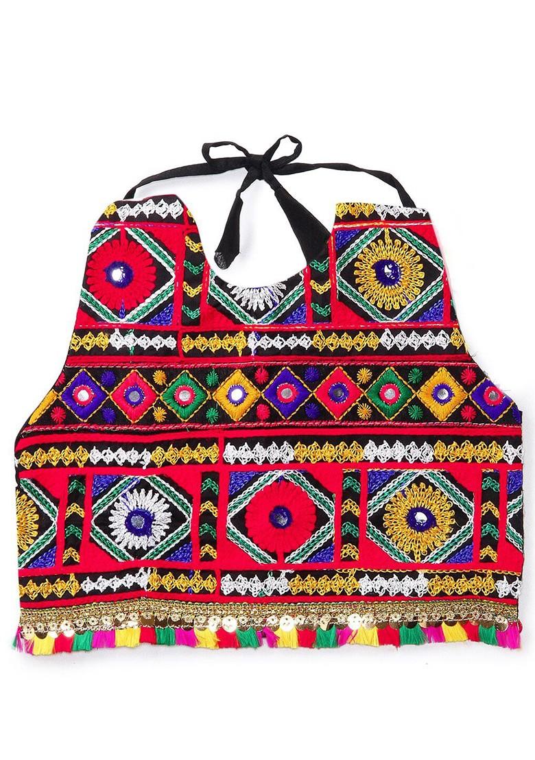 Girls Embroidered Ready To Wear Cotton Lehenga Blouse With Dupatta