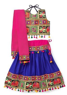 Girls Embroidered Ready To Wear Cotton Lehenga Blouse With Dupatta