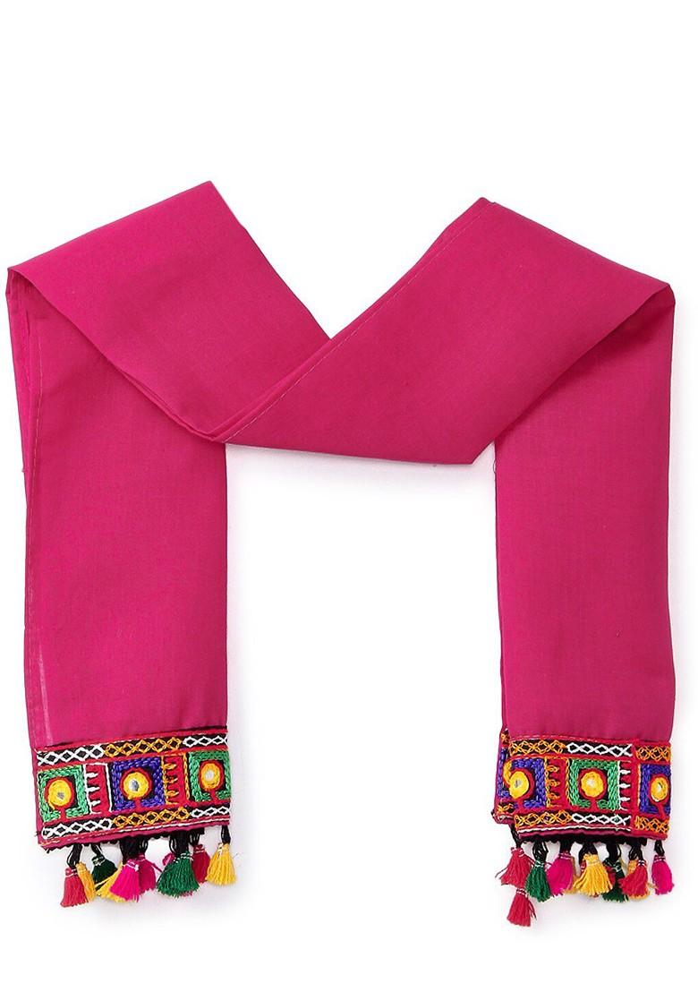 Girls Embroidered Ready To Wear Cotton Lehenga Blouse With Dupatta