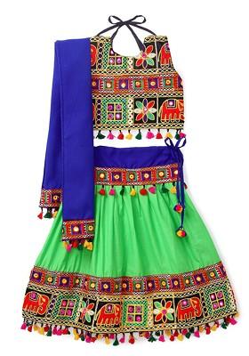 Girls Embroidered Thread Work Ready To Wear Lehenga Blouse With Dupatta