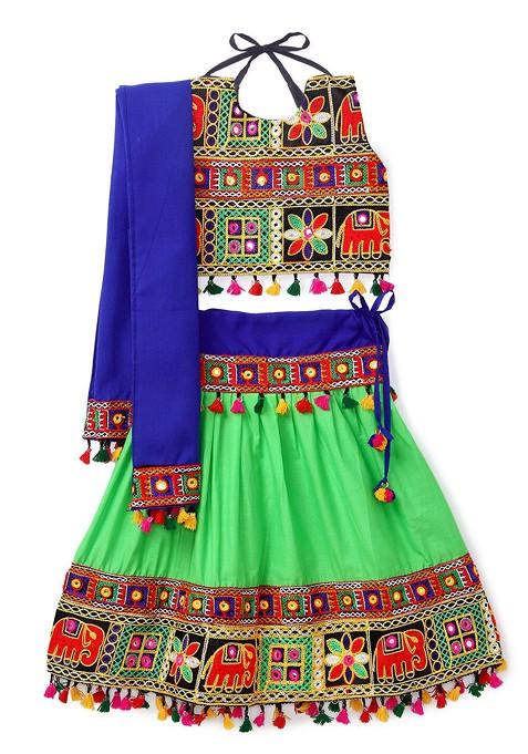 Girls Embroidered Thread Work Ready To Wear Lehenga Blouse With Dupatta