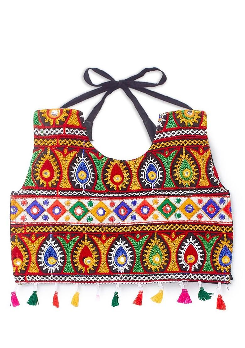 Girls Embroidered Cotton Ready To Wear Lehenga Blouse With Dupatta