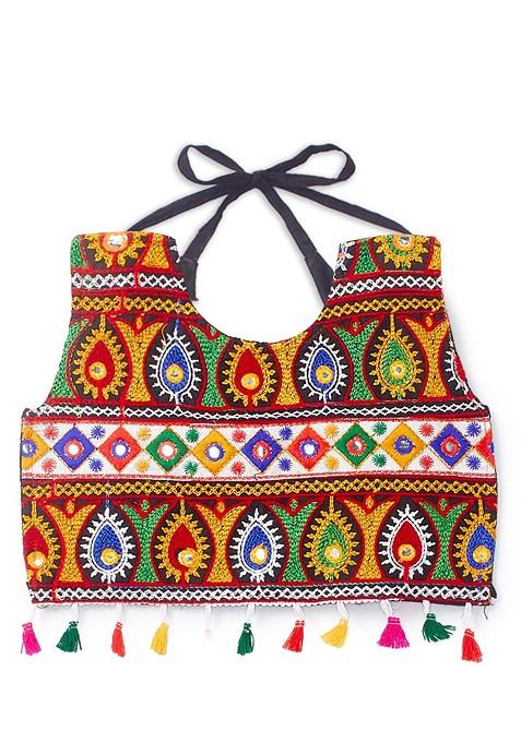 Girls Embroidered Cotton Ready To Wear Lehenga Blouse With Dupatta