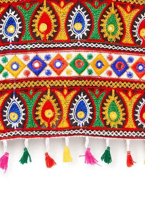 Girls Embroidered Cotton Ready To Wear Lehenga Blouse With Dupatta