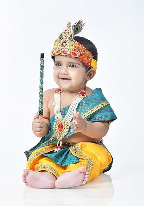 Boys Krishna Dress Costume Set With Accessories — view on Indya