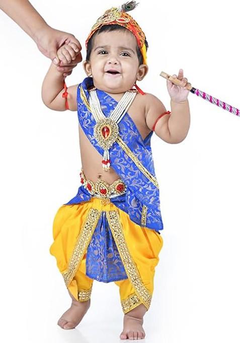 Boys Krishna Dress Costume Set With Accessories