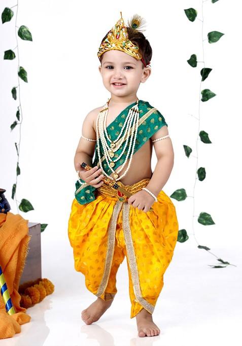 Boys Krishna Dress Costume Set With Accessories