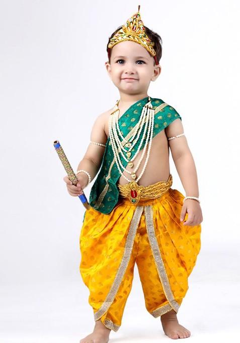 Boys Krishna Dress Costume Set With Accessories