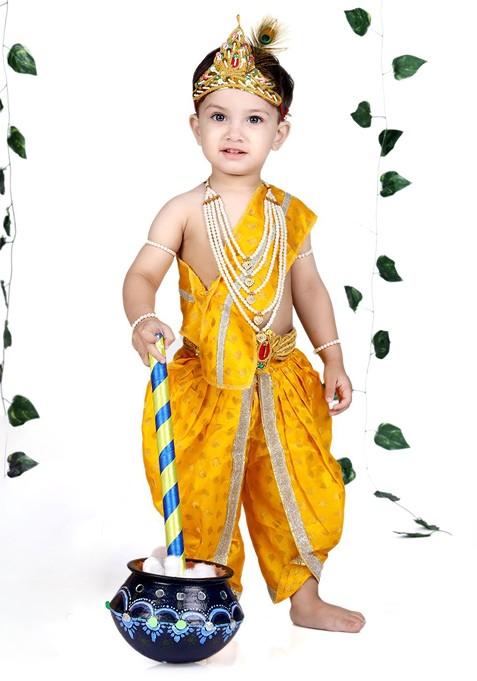 Boys Krishna Dress Costume Set With Accessories